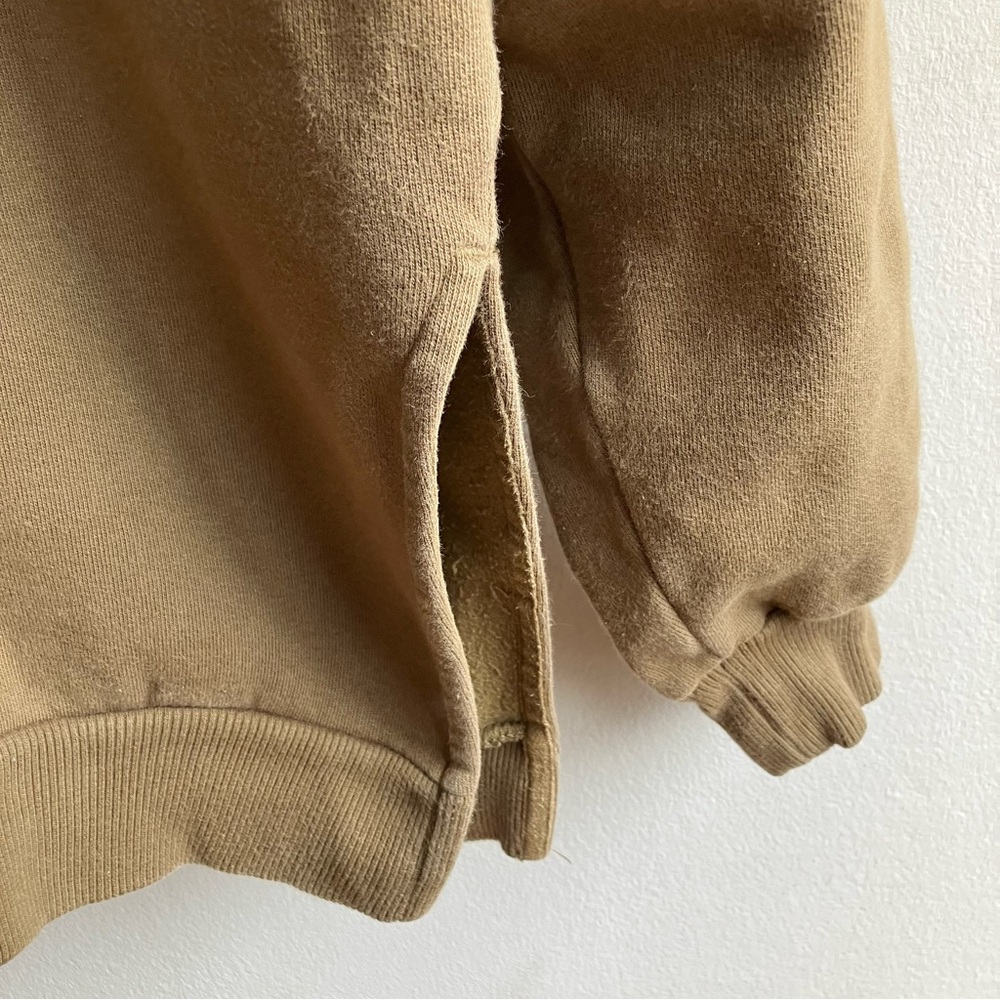 Everlane Oversized Fleece Hoodie Size S Olive Green Sweatshirt Cotton Side Slits - Picture 8 of 10